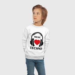 Свитшот хлопковый детский Techno Music is Love, цвет: белый — фото 2