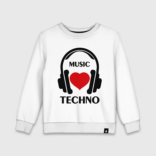 Детский свитшот Techno Music is Love / Белый – фото 1