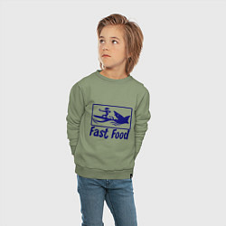 Свитшот хлопковый детский Shark fast food, цвет: авокадо — фото 2