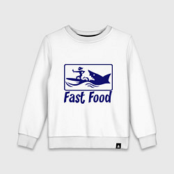 Свитшот хлопковый детский Shark fast food, цвет: белый