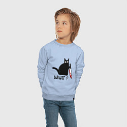 Свитшот хлопковый детский What cat, цвет: мягкое небо — фото 2