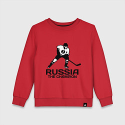 Свитшот хлопковый детский Russia: Hockey Champion цвета красный — фото 1