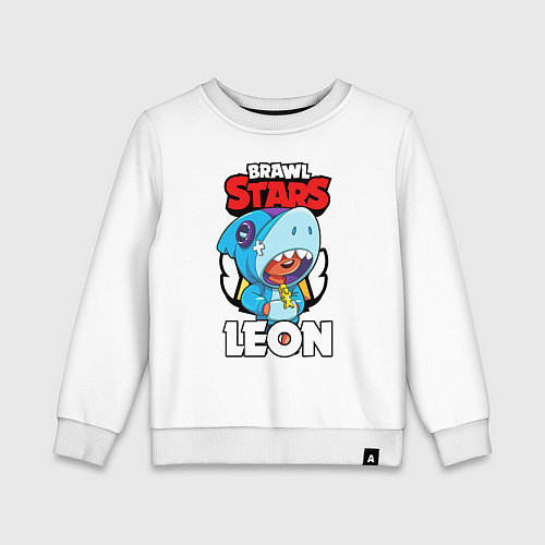 Детский свитшот BRAWL STARS LEON SHARK / Белый – фото 1