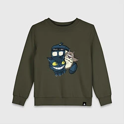 Свитшот хлопковый детский Tardis Totoro, цвет: хаки