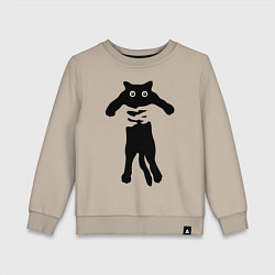 Свитшот хлопковый детский Черный кот в руках, цвет: миндальный