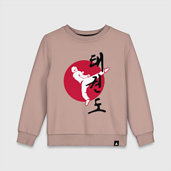 Свитшот хлопковый детский Тхэквондо, цвет: пыльно-розовый