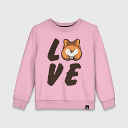 Свитшот хлопковый детский Love Corgi, цвет: светло-розовый