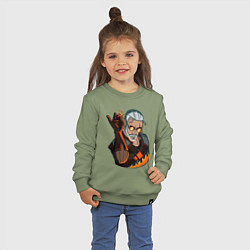 Свитшот хлопковый детский Ведьмак, цвет: авокадо — фото 2