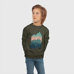 Свитшот хлопковый детский Геометрические горы, цвет: хаки — фото 2