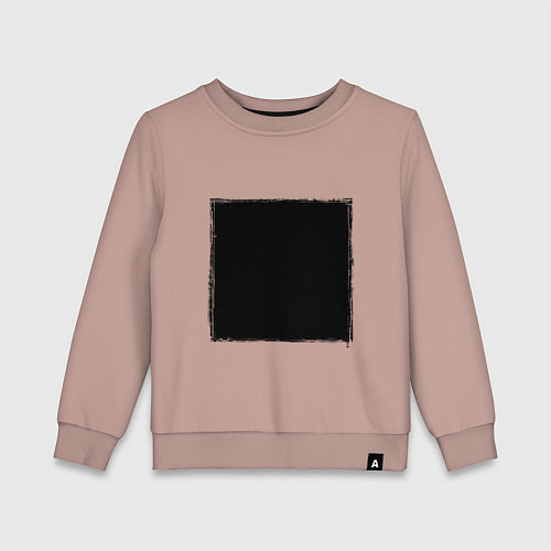 Детский свитшот ЧЕРНЫЙ КВАДРАТ / Пыльно-розовый – фото 1