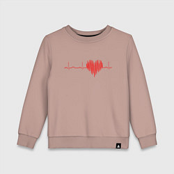 Свитшот хлопковый детский Сердцебиение, цвет: пыльно-розовый