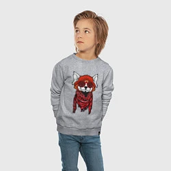Свитшот хлопковый детский Красная панда, цвет: меланж — фото 2