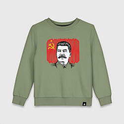 Свитшот хлопковый детский Сталин и флаг СССР, цвет: авокадо