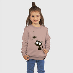 Свитшот хлопковый детский Котик и паучек, цвет: пыльно-розовый — фото 2