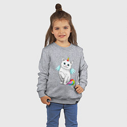 Свитшот хлопковый детский Кот Единорог, цвет: меланж — фото 2