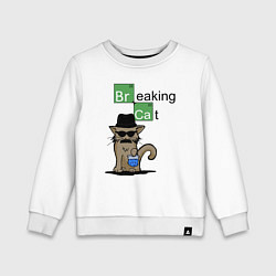 Свитшот хлопковый детский Breaking Cat, цвет: белый