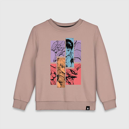 Детский свитшот Аска и Синдзи, Евангелион / Пыльно-розовый – фото 1