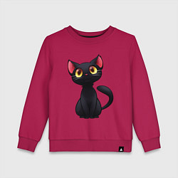 Свитшот хлопковый детский Черный котенок, цвет: маджента