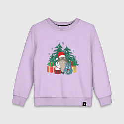 Свитшот хлопковый детский New Year Totoro, цвет: лаванда