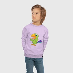 Свитшот хлопковый детский Мексиканский Попугай, цвет: лаванда — фото 2