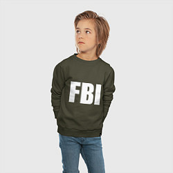 Свитшот хлопковый детский FBI, цвет: хаки — фото 2