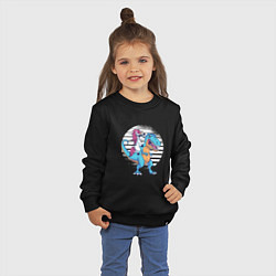 Свитшот хлопковый детский Единорог верхом на динозавре, цвет: черный — фото 2
