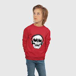 Свитшот хлопковый детский Skull Music lover, цвет: красный — фото 2
