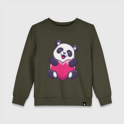 Свитшот хлопковый детский Панда love, цвет: хаки