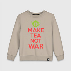 Свитшот хлопковый детский Make tea not war, цвет: миндальный