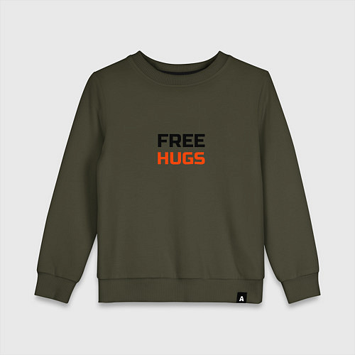 Детский свитшот Free,hugs,бесплатные,обнимашки / Хаки – фото 1