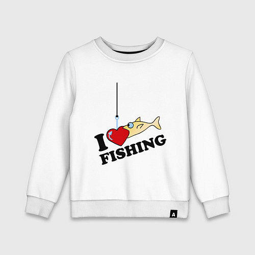 Детский свитшот I love fishing / Белый – фото 1