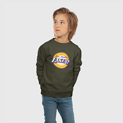 Свитшот хлопковый детский Los Angeles Lakers, цвет: хаки — фото 2