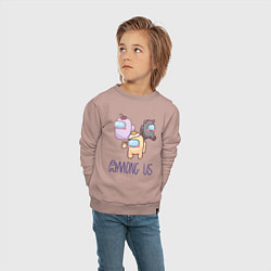 Свитшот хлопковый детский Among Us, цвет: пыльно-розовый — фото 2