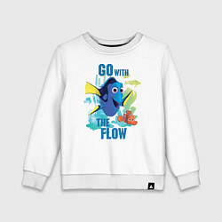 Свитшот хлопковый детский Go With The Flow, цвет: белый