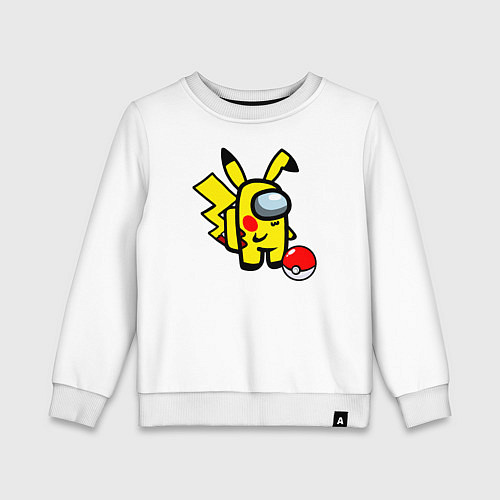 Детский свитшот Among us Pikachu and Pokeball / Белый – фото 1