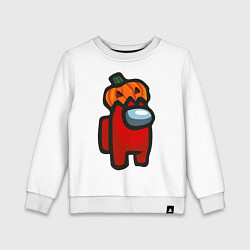 Свитшот хлопковый детский HALLOWEEN IS AMONG US, цвет: белый