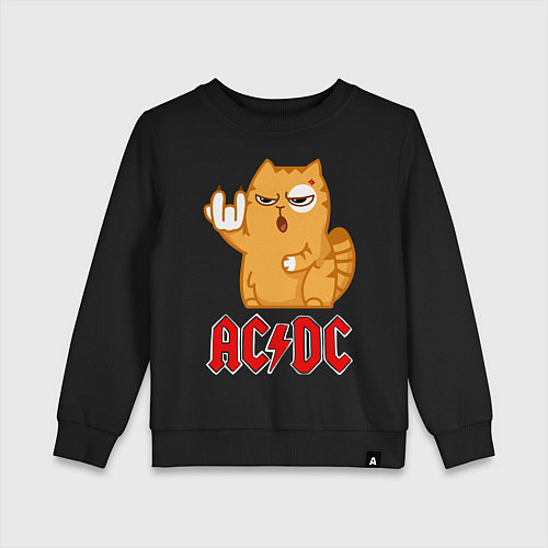 Детский свитшот ACDC rock cat / Черный – фото 1