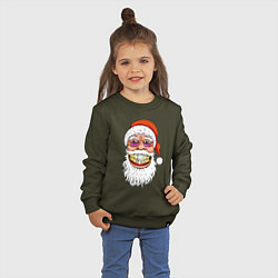 Свитшот хлопковый детский Довольный Санта, цвет: хаки — фото 2