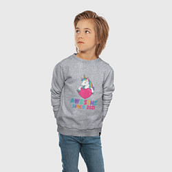 Свитшот хлопковый детский Единорог 2021, цвет: меланж — фото 2