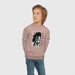 Свитшот хлопковый детский Кенпачи Зараки, цвет: пыльно-розовый — фото 2