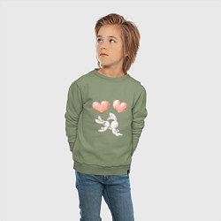 Свитшот хлопковый детский Пара влюбленных зайчиков, цвет: авокадо — фото 2
