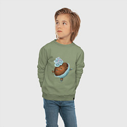 Свитшот хлопковый детский Капкейк, цвет: авокадо — фото 2