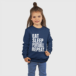 Свитшот хлопковый детский EAT SLEEP PENTAKILL REPEAT, цвет: тёмно-синий — фото 2