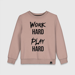 Свитшот хлопковый детский Work hard Play hard, цвет: пыльно-розовый