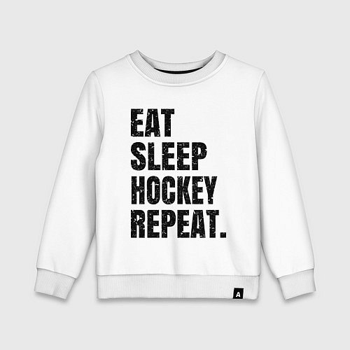 Детский свитшот EAT SLEEP HOCKEY REPEAT / Белый – фото 1