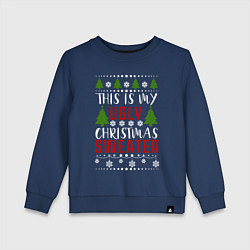 Свитшот хлопковый детский My ugly christmas sweater, цвет: тёмно-синий
