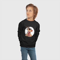 Свитшот хлопковый детский Олень Хипстер, цвет: черный — фото 2