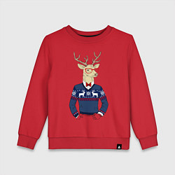 Свитшот хлопковый детский Hipster Deer, цвет: красный