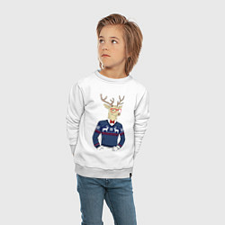 Свитшот хлопковый детский Hipster Deer, цвет: белый — фото 2