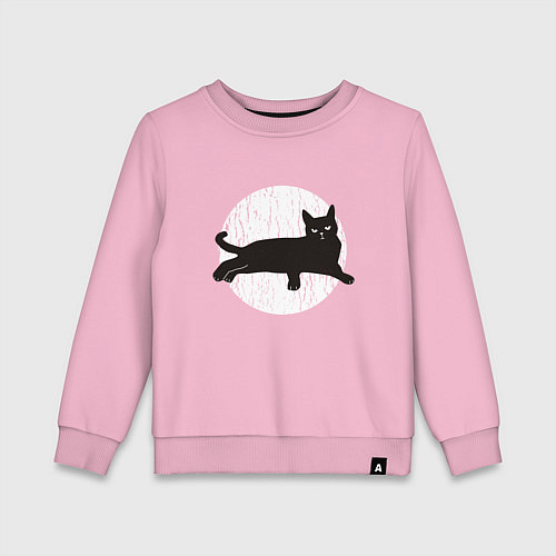 Детский свитшот Черный кот / Светло-розовый – фото 1